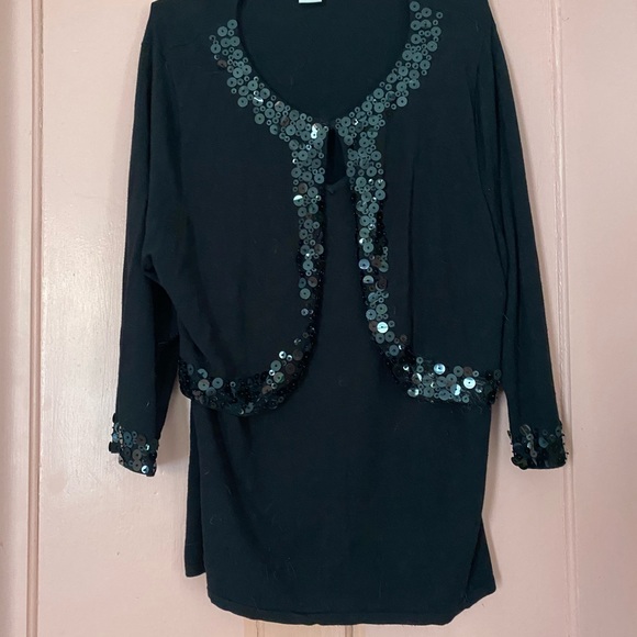 Notations Plus Size 1X Black Tunic with Attached Jacket - Picture 3 of 6